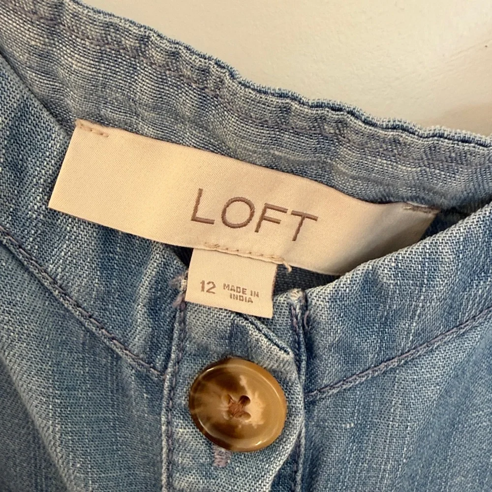 LOFT Blue Denim Jumpsuit - Picture 2 of 3